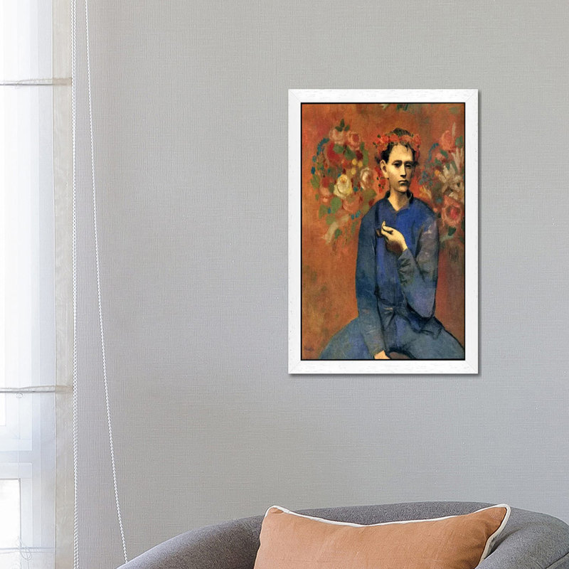 A Boy With Pipe by Pablo Picasso - Wrapped Canvas Painting, White Framed, 66.04 cm H x 45.72 cm W x 3.175 cm D