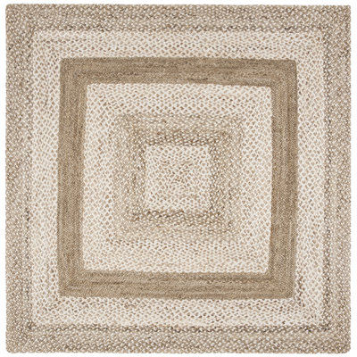 Vincent Natural Fiber Hand Woven Jute And Cotton With Latex Solid Color Rug