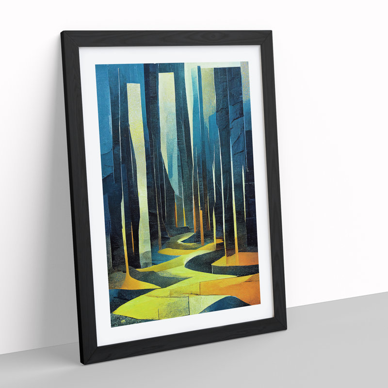 Forest Composition No.2 Abstract - Single Picture Frame Painting, Black, 64cm H x 46cm W x 2cm D