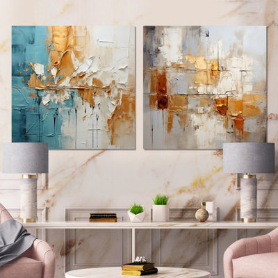 Collage Fusion - Ensemble de 2 collages abstraits carrés
