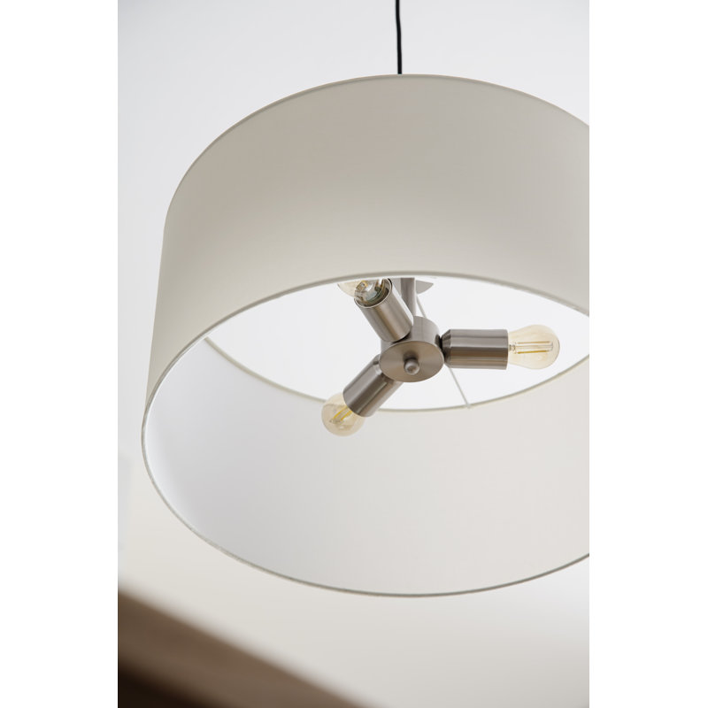 Pina 3 - Light Nickel Dull Pendant, White