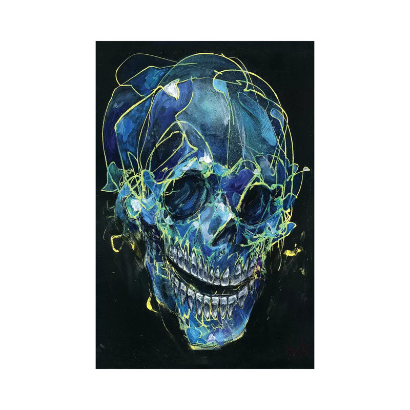 Cold Skull by Swartz Brothers Art - Wrapped Canvas Painting, 66.04 cm H x 45.72 cm W x 1.91 cm D