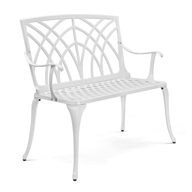 Banc de jardin en aluminium Batholo, Blanc