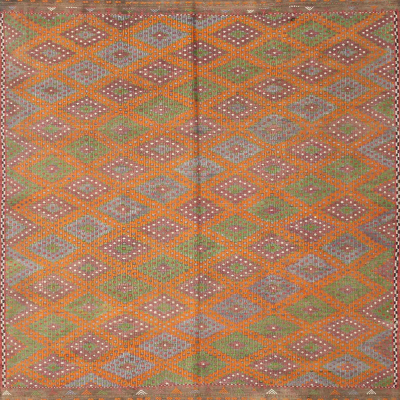 Tapis brun/vert/gris zone contemporaine, Carré 4 pi