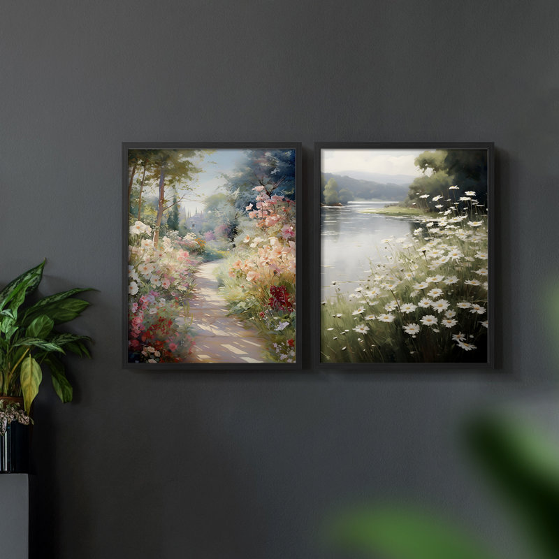 «Vintage Floral LV», 2 pièces, Noir, H 14 po x l 22 po