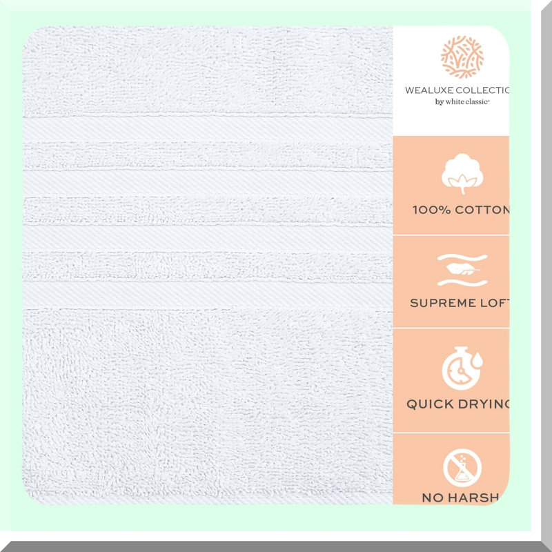 LuxSoft Quick-Dry Cotton Bath Towels - 24x50 Inch, Extra Absorbent, Soft, Ideal for Bathroom, Hotel, Gym, Spa - 6 Pack