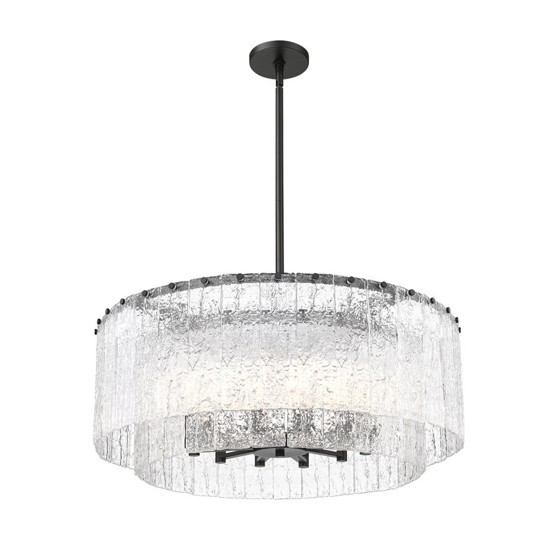 Luminaire suspendu 12 lumières Bukov, Noir mat