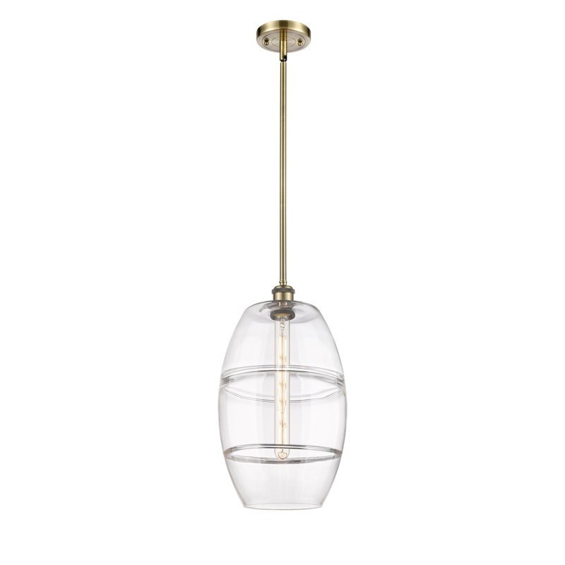 Ballston Bettylou 1 Light Stem Hung Pendant-516-G557, 18.5" H x 10" W x 10" D, Clear, Antique Brass