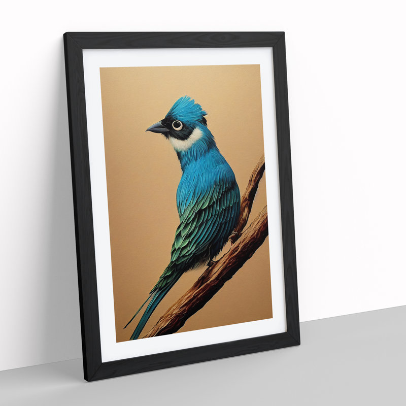 Alert Bird - Single Picture Frame Print, Black Framed, 64cm H x 46cm W x 2cm D