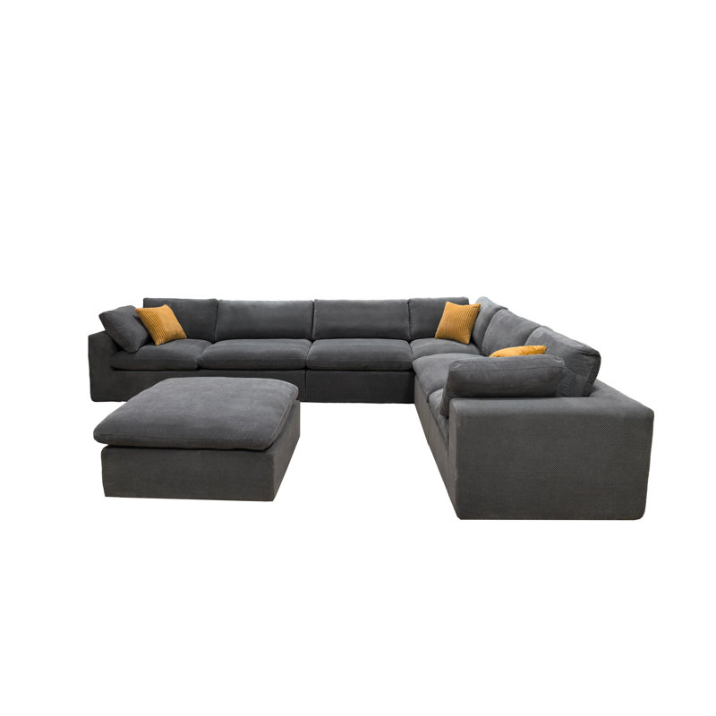 Mountwacombe Full Compressed Modular Sectional, Light Gray