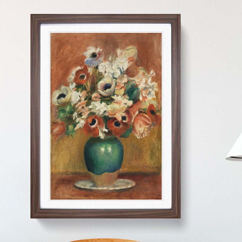 Bouquet of Flowers Vol.3 by Pierre-Auguste Renoir - Picture Frame Painting, Walnut, 90cm H x 65cm W x 2cm D