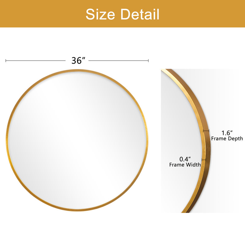 Catalayah Metal Round Wall Mirror, 36" H x 36" W, Black
