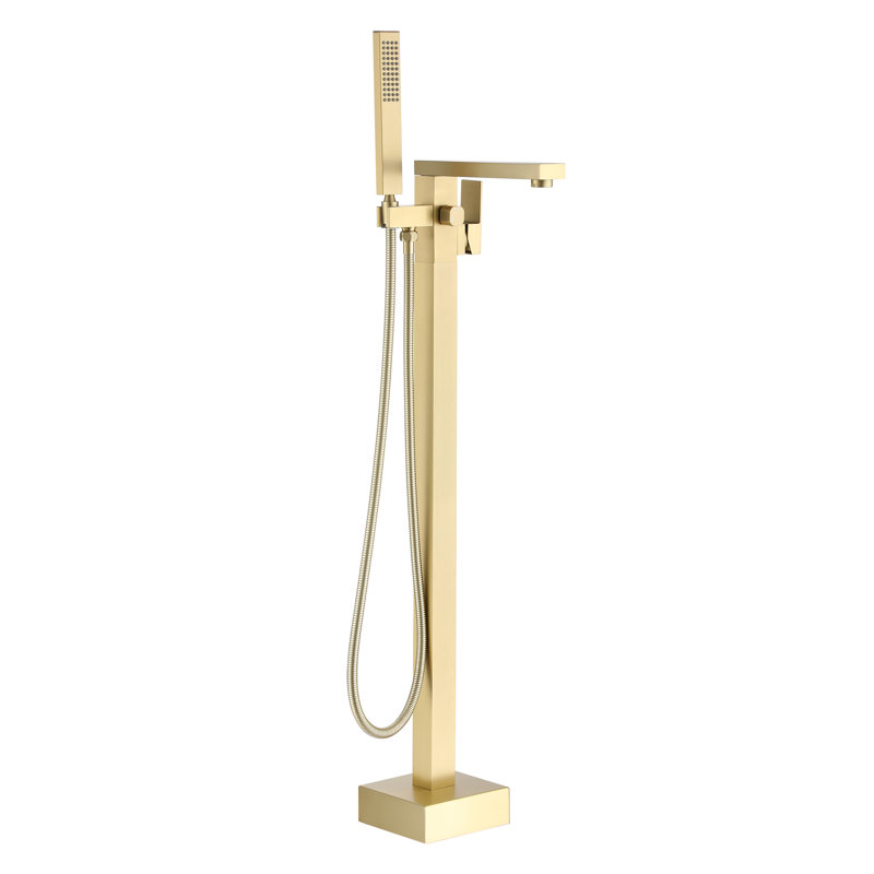 Floor Tub Spout with Diverter, Brushed Gold