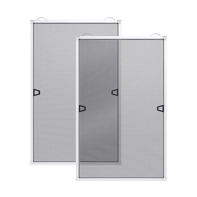 Ensemble de 2 cadres de moustiquaire à monter soi-même, moustiquaire facile à découper sur mesure, comprenant la toile, les pièces du cadre et les outils nécessaires au remplacement de la moustiquaire, blanc, 117 cm x 117 cm
