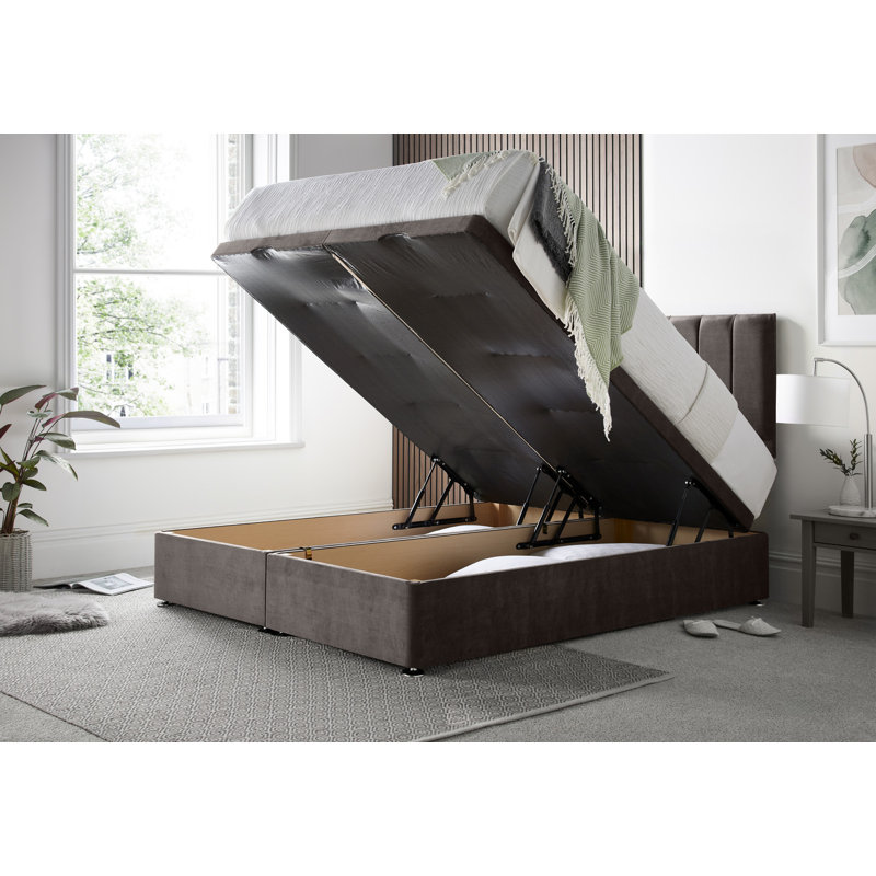 Sara Naple Divan Ottoman with Headboard on Struts, Slate Grey, Double (4'6)