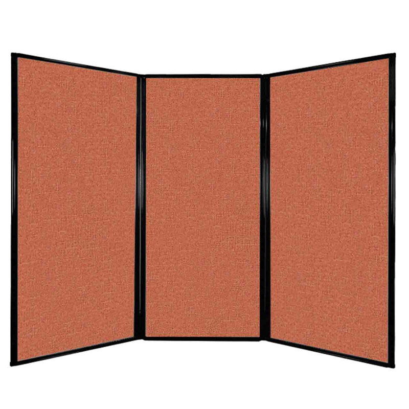 3 Panel Privacy Screen, 70" H x 90" W x 2" D, Papaya