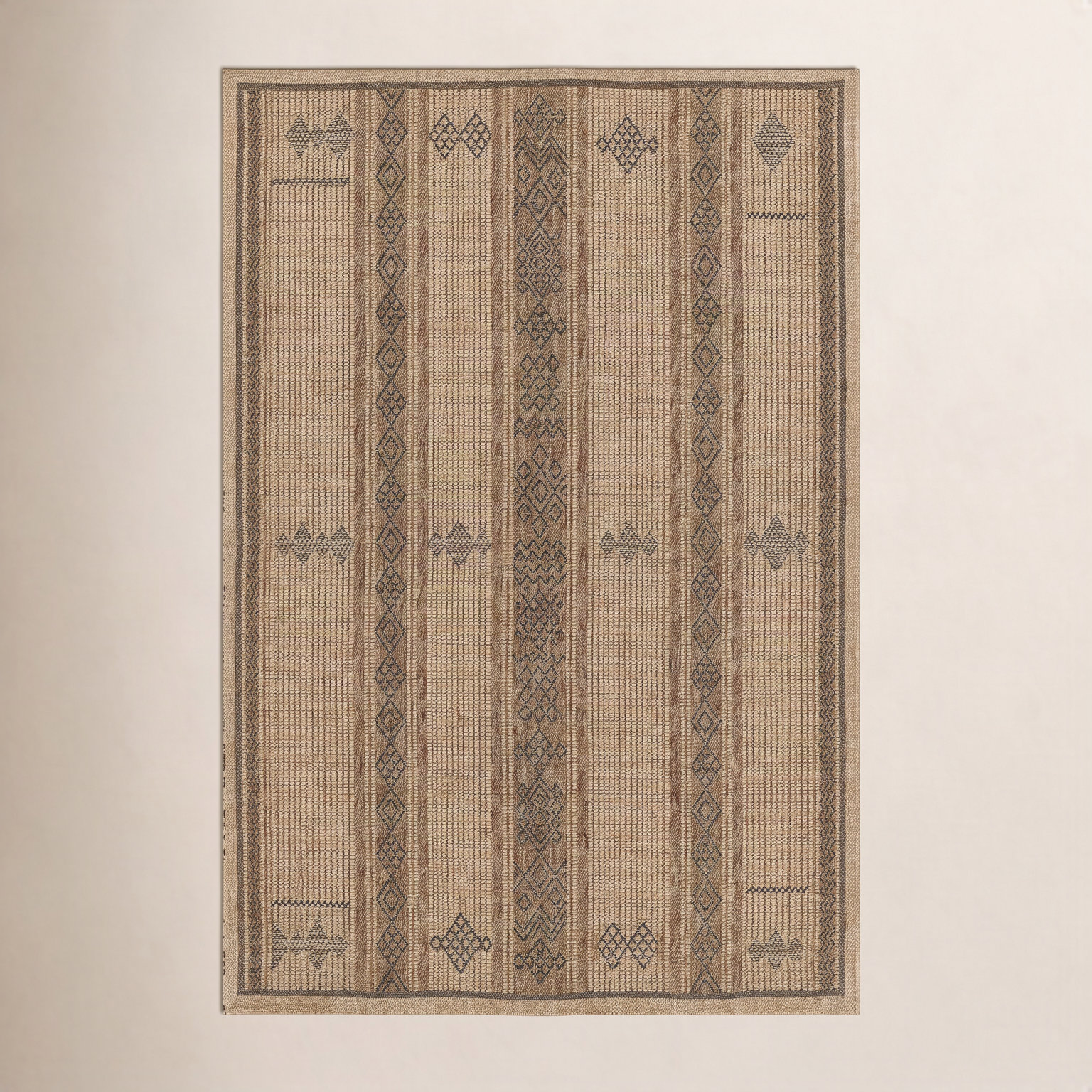 Ava Brown Beige Geometric Outdoor Rug, Runner 2'7" x 7'6"