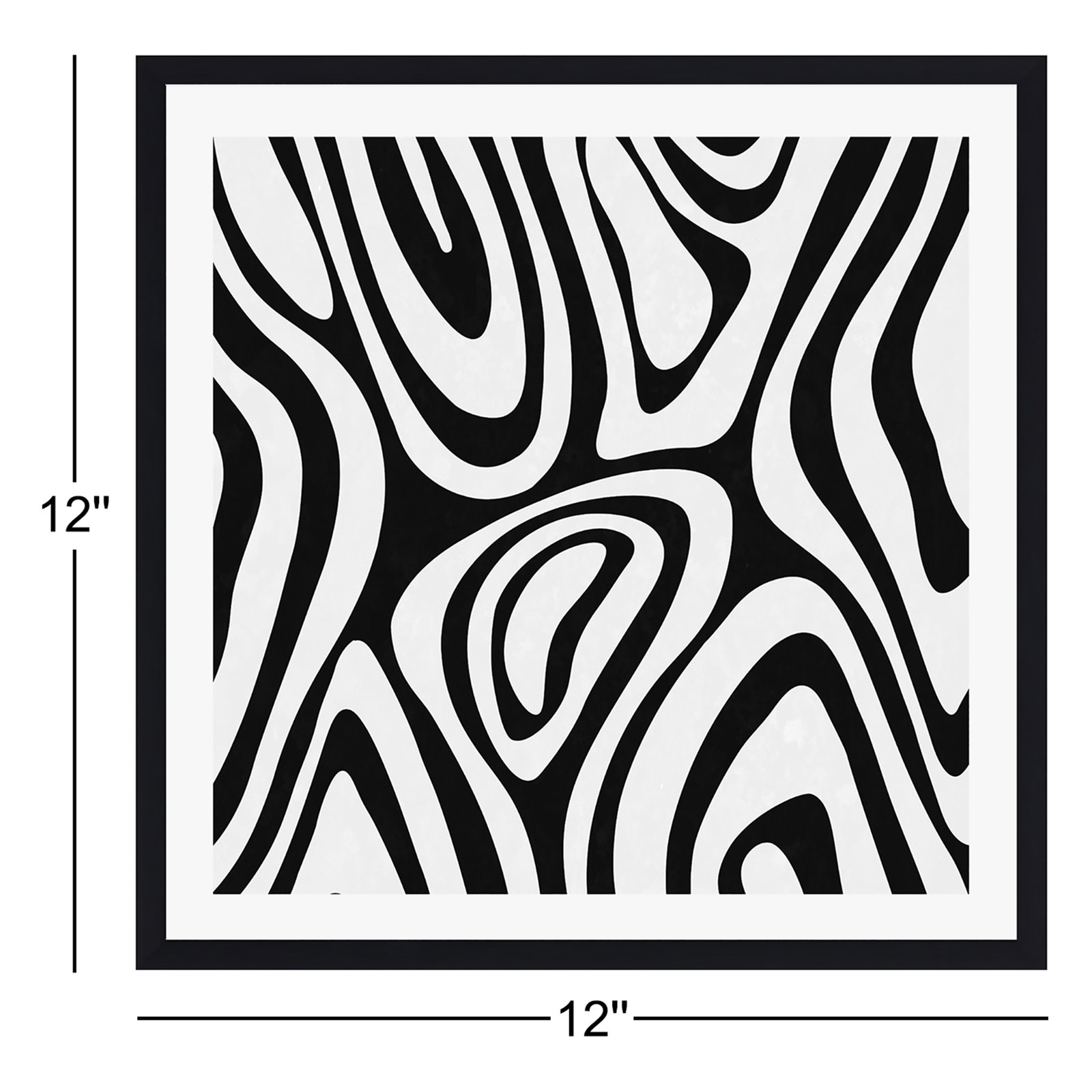 Eudelia "Black White Minimal" Print, Black Floater Framed, No, 12" H x 12" W x 0.75" D