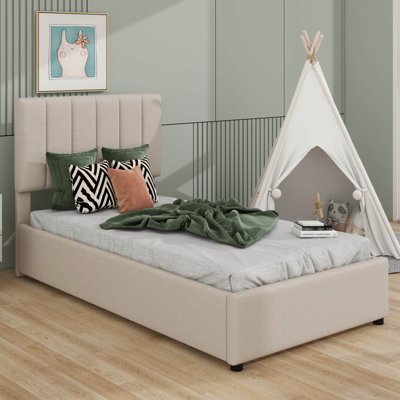 Twin Size Upholstered Platform Bed With A Hydraulic Storage System