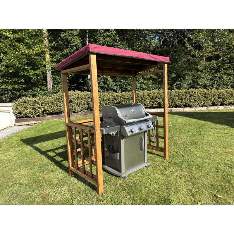 Wine 1.7 x 1m Solid Wood BBQ Gazebo, Burgundy