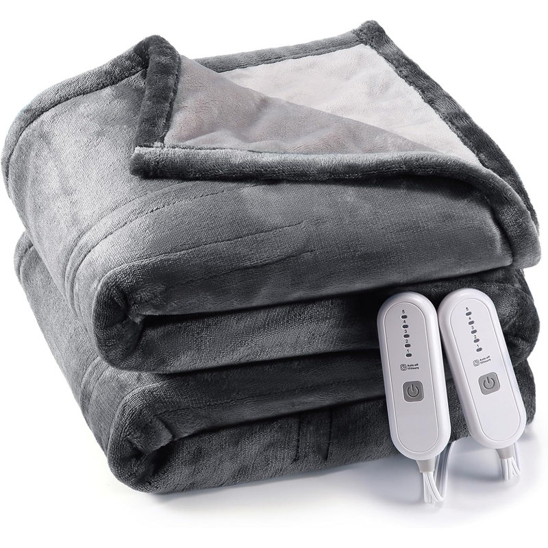 Couverture chauffante électrique, flanelle douce super confortable chauffée avec 4 niveaux de chauffage rapide et 4 heures d'arrêt automatique