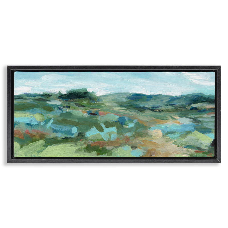 Cadre flottant Painterly Landscape, H 11 po x l 25 po, Cadre flottant noir de jais