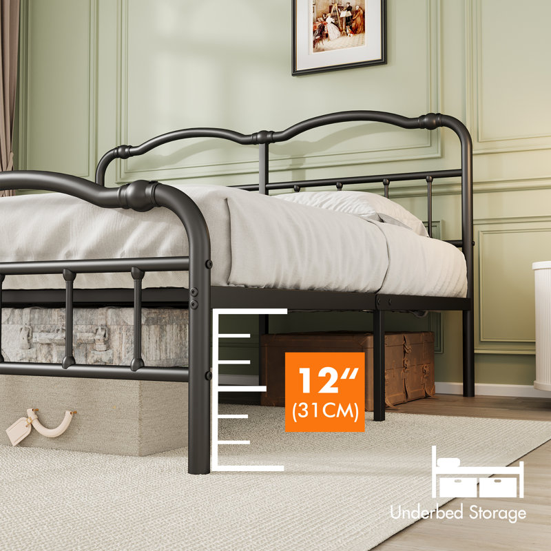 Rinalds 14" Metal Full Bed with Headboard & Footboard, Full