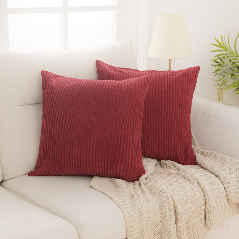 Reversible Pillow Cover, 16"W x 16"L, Dark Red