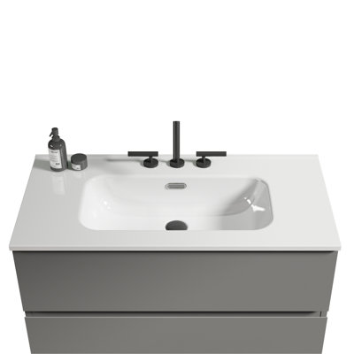 White Ceramic Basin, 36.35 In Depth, 7.02 Height, Seamless Construction, Long - Lasting For Daily Use Bathroom Integrated 35.45 Lb Weight, Suitable Or Kitchen Decor