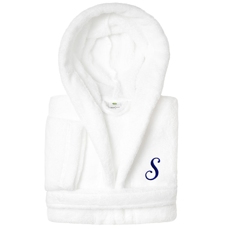 Peignoir en molleton mi-mollet personnalisé pour enfants avec poches et capuche, L, S