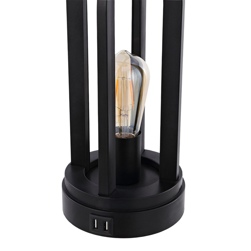 22.75'' Black USB Table Lamp with LED bulbs