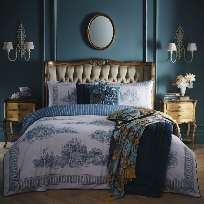 Laurence Llewelyn-Bowen Tuscan Toile Cushion Blue, Cushion Cover