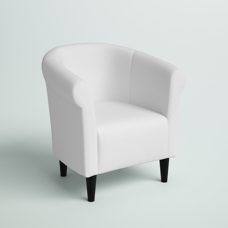Fauteuil demi-tonneau l 30,5 po Liam, Simili cuir blanc
