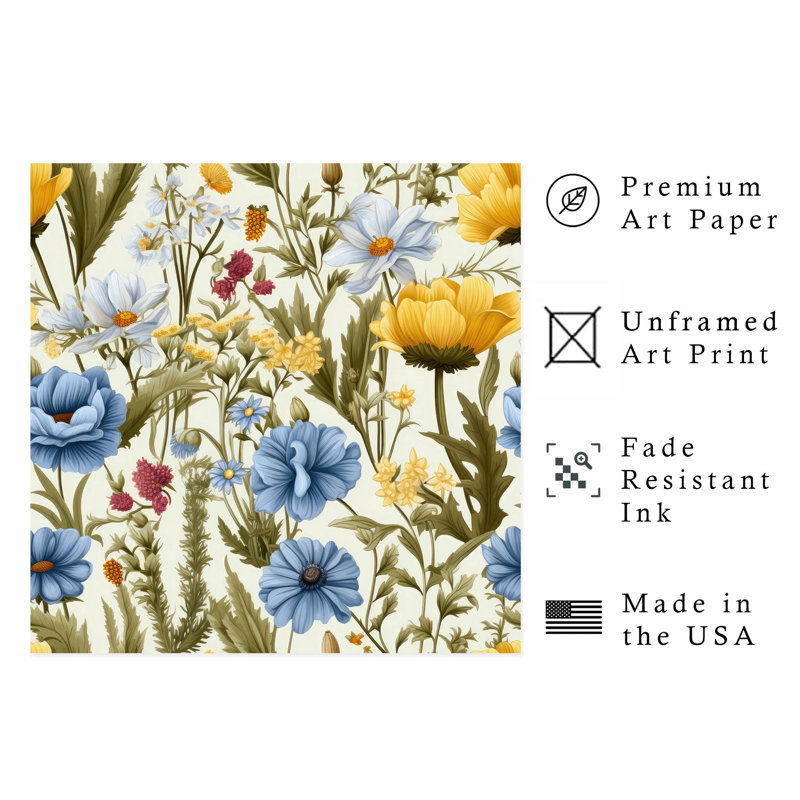 Impression florale sans cadre, H 10 po x l 10 po
