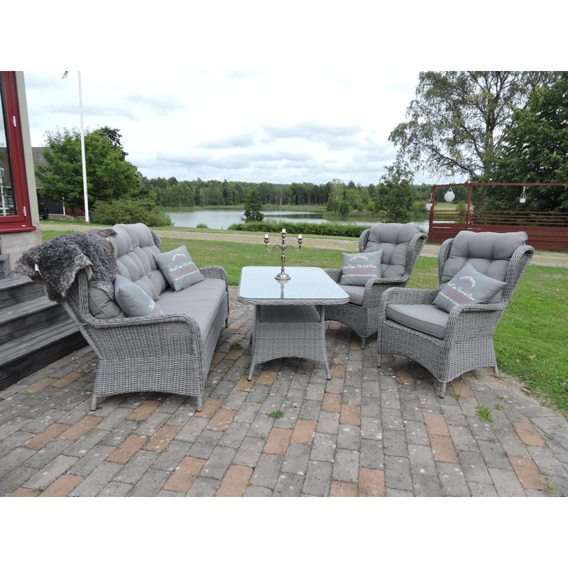 Demarcus 5 Seater Rattan Sofa Set, Grey