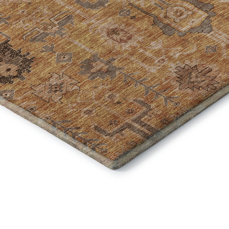 Tapis terre cuite lavable à la machine Premium Prisco, Rectangulaire 3 pi x 5 pi