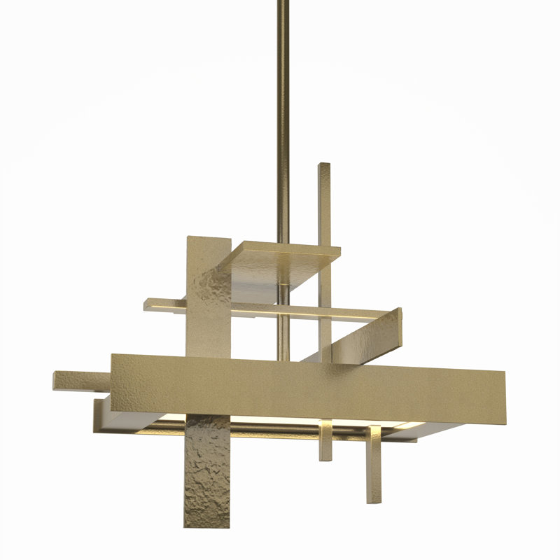 Planar 8.4" H 1 - Light Kitchen Island Geometric LED Pendant, Modern Brass, Multi: 13.4" to 58.4", None