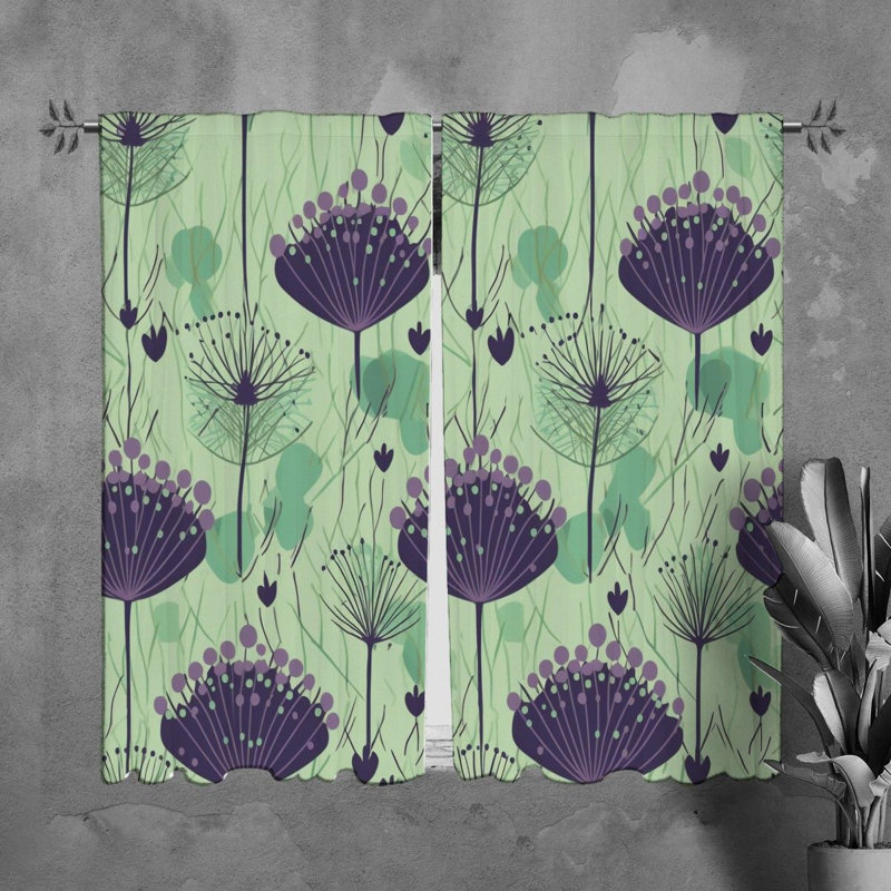 Motif de rideaux à motif floral vert - 6034, L 20 po x L 82 po