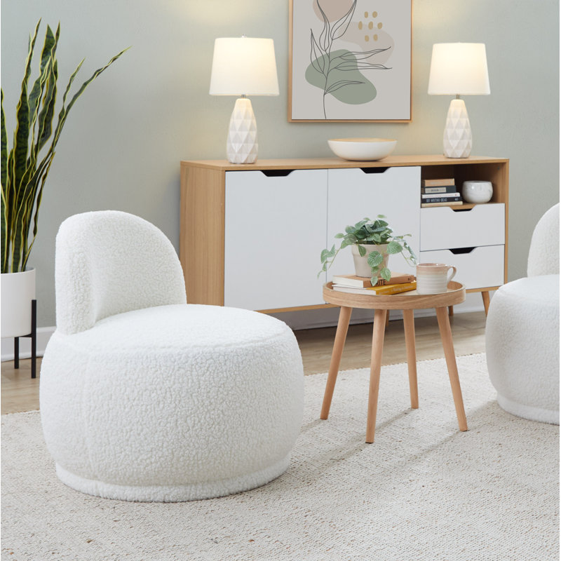 Chaise d'appoint contemporaine en faux tissu blanc, White
