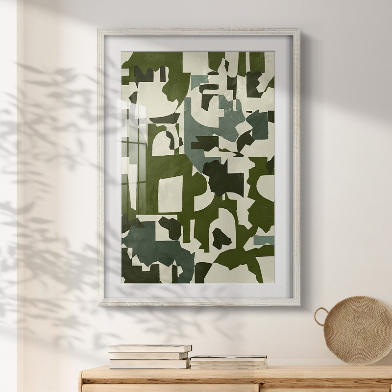 Earthen Patchwork II - impression encadrée, H 25,5 po x l 17,5 po, Blanc