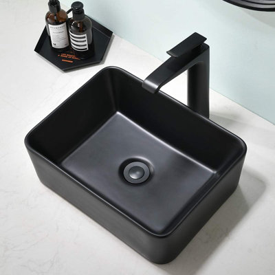 SOUEEUM 15 " Ceramic Rectangular Bathroom Sink
