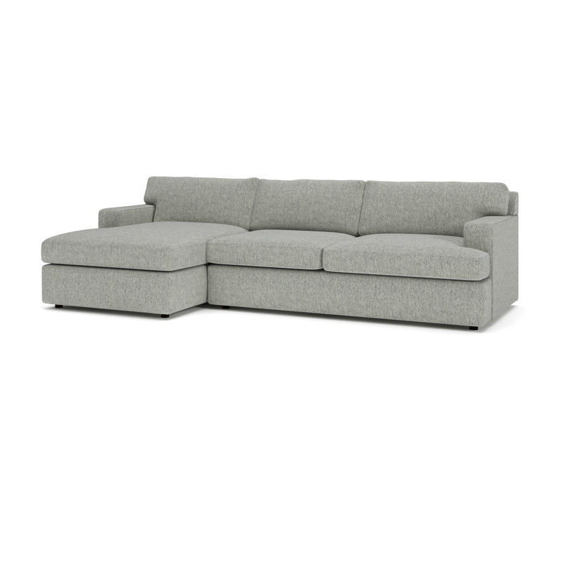 Cleo 2-Piece Upholstered Sectional, Ticket Smoke Heathered Basketweave, Right Hand Facing