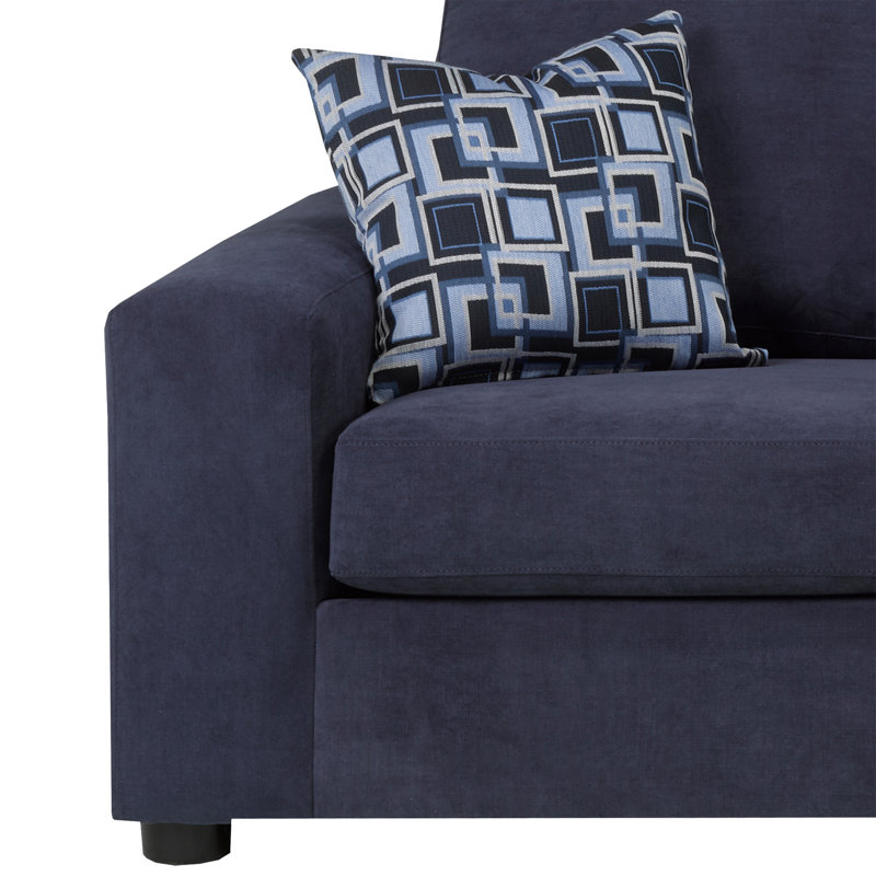 Birkley L-Shaped Upholstered Sectional, Blue(RHF), Blue Polyester, Right Hand Facing