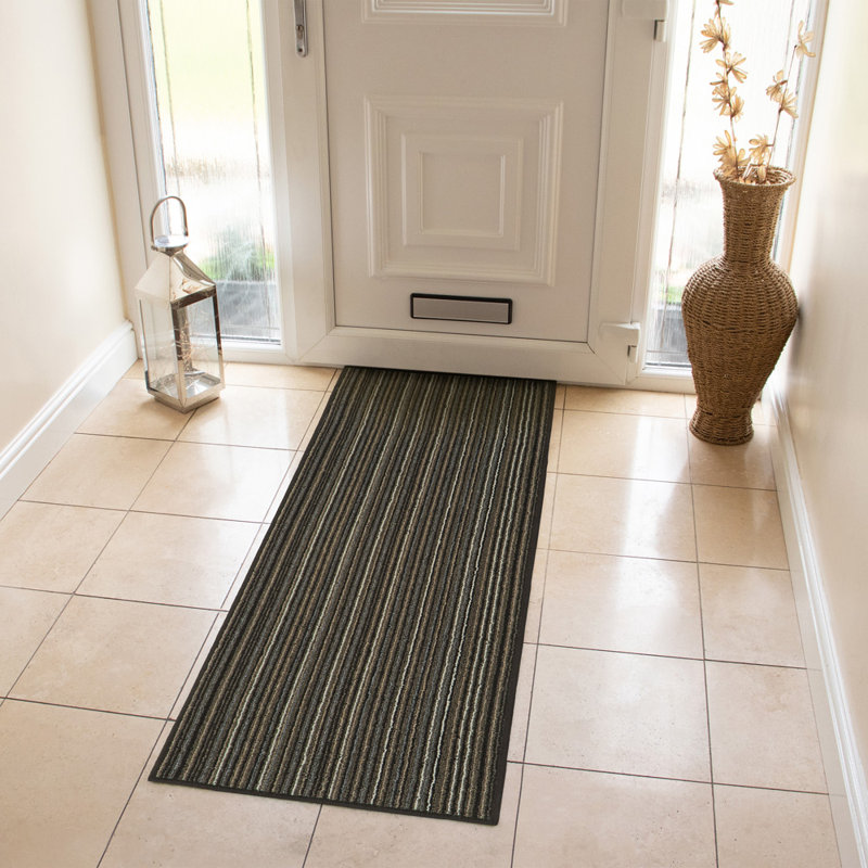 Non-Slip Striped Indoor Doormat, Brown, Rectangle W57 x L150 cm