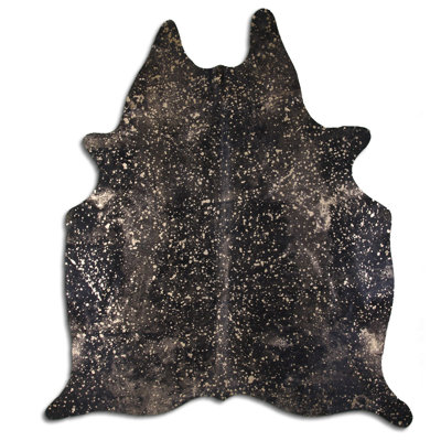 Custom Gold Metallic on Black Cowhide Rug