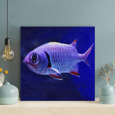 Red and Blue Betta Fish - Wrapped Canvas Painting Rosecliff Heights Size: 12 H x 12 W