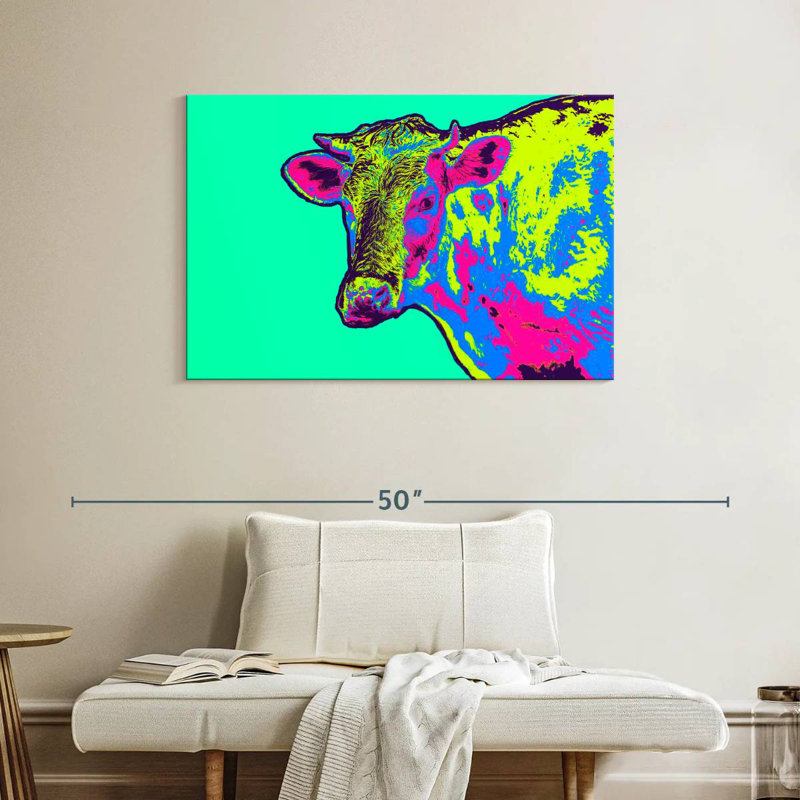 Vache au néon, H 26 po x l 39 po