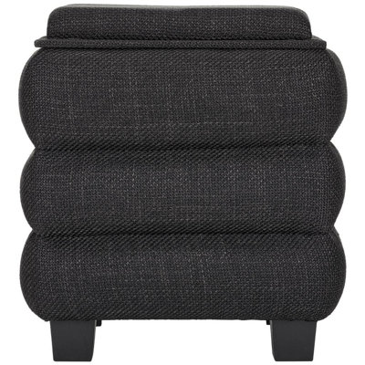 15" Height Linen Upholstered Square Storage Ottoman with Wooden Tray