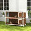Maison pour petits animaux en bois avec cage verrouillable, bac à fuites et toit imperméable pour l'extérieur / intérieur brun PawHut