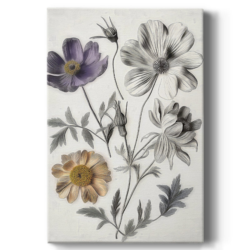 Floral avec toile tendue tendue avec châssis CCXLV, H 60 po x l 40 po